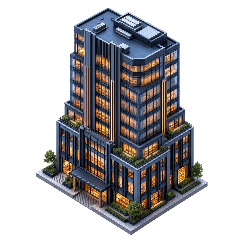 Ilustração 3D de um edifício moderno
